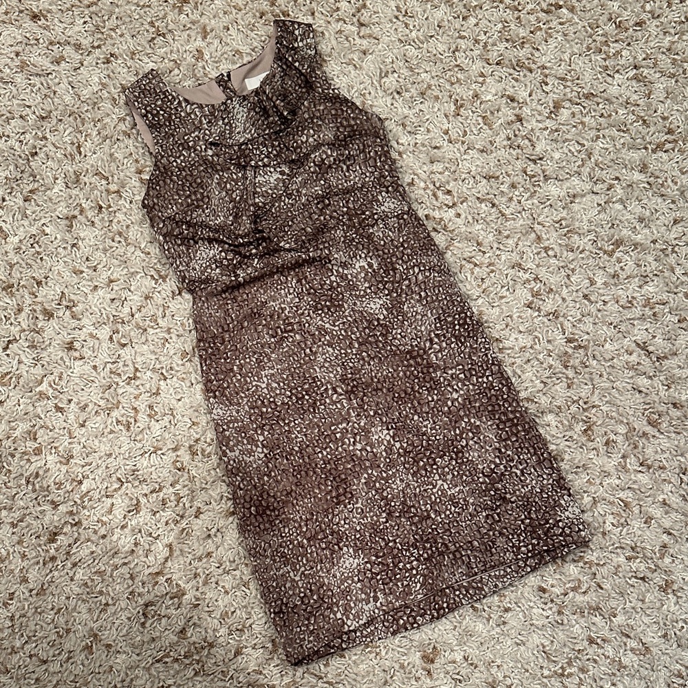 LOFT Brown Patterned Pencil Dress